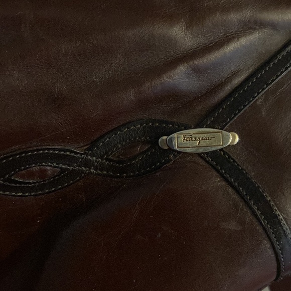 Salvatore Ferragamo Brown Leather Knee High Heeled Boots Size 6.5 - Picture 4 of 6